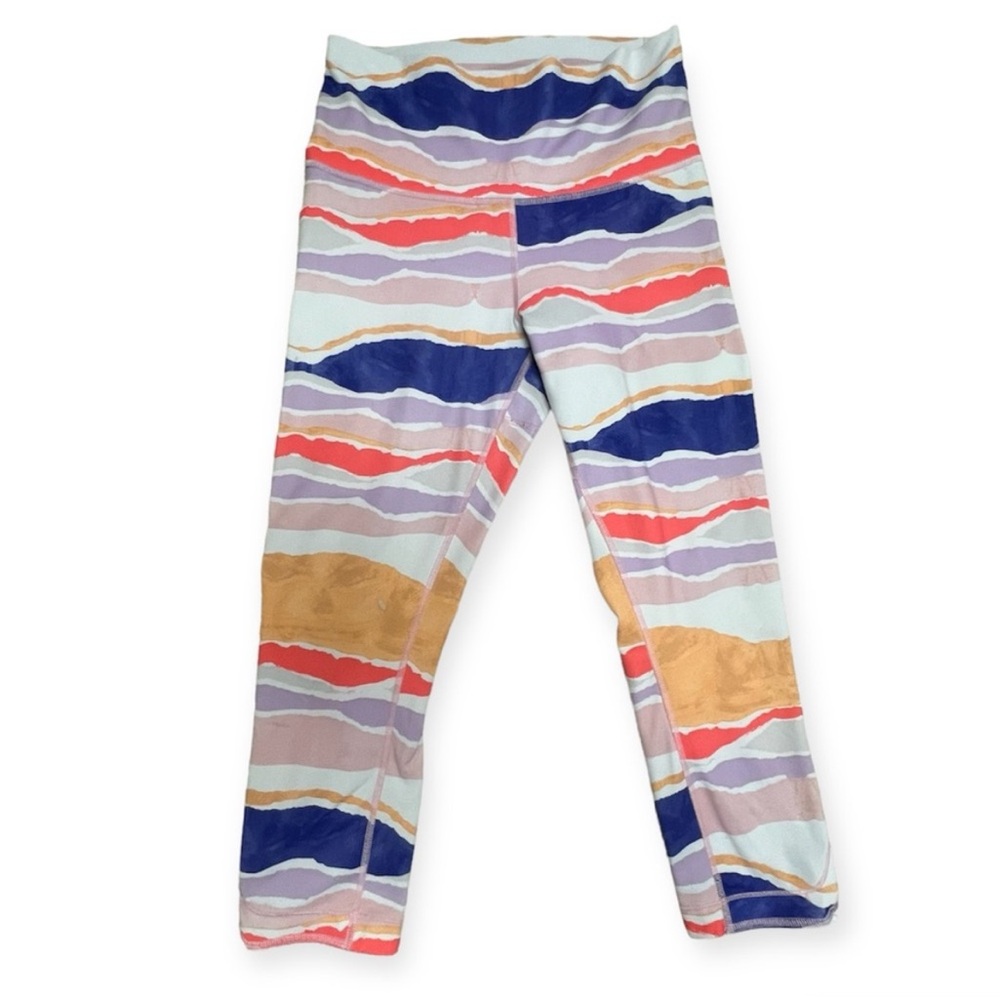 Lululemon True Self Crop Bleacher Stripe White Iris Flower